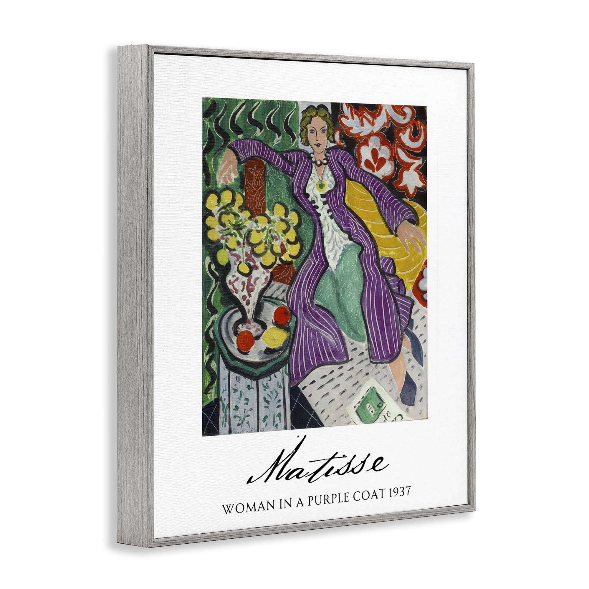 Stupell Industries Matisse Woman In Purple Coat Gray Framed Giclee Art, design by Vintage Hustle