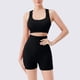 thumbnail image 1 of Conjunto de dos piezas de sujetador deportivo con amortiguación para mujer, pantalones cortos deportivos de cintura alta sin costuras y almohadillas para el pecho, ropa moldeadora para mujer, 1 of 5