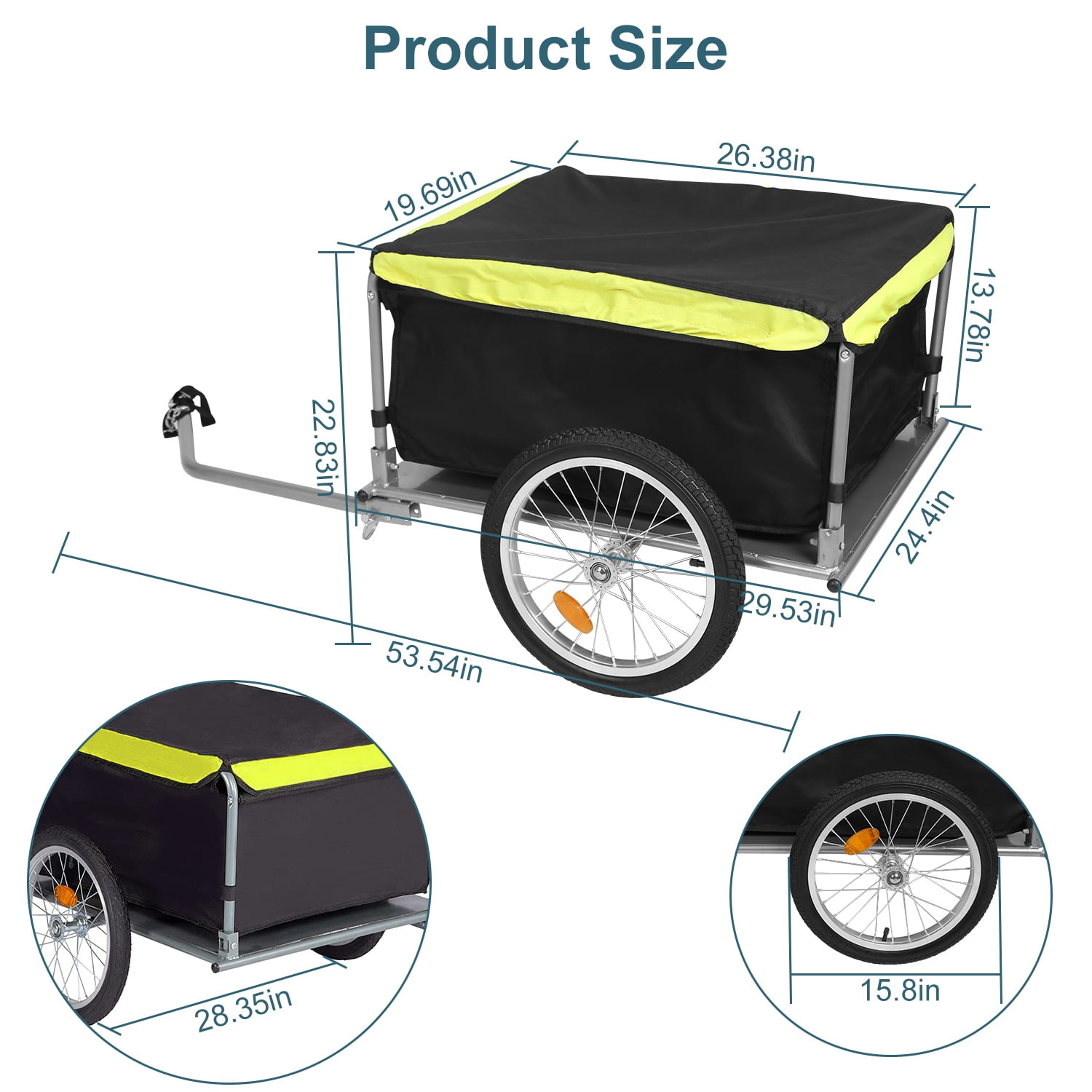 iMounTEK 176 lbs Bike Cargo Wagon Trailer 16 inch Wheels