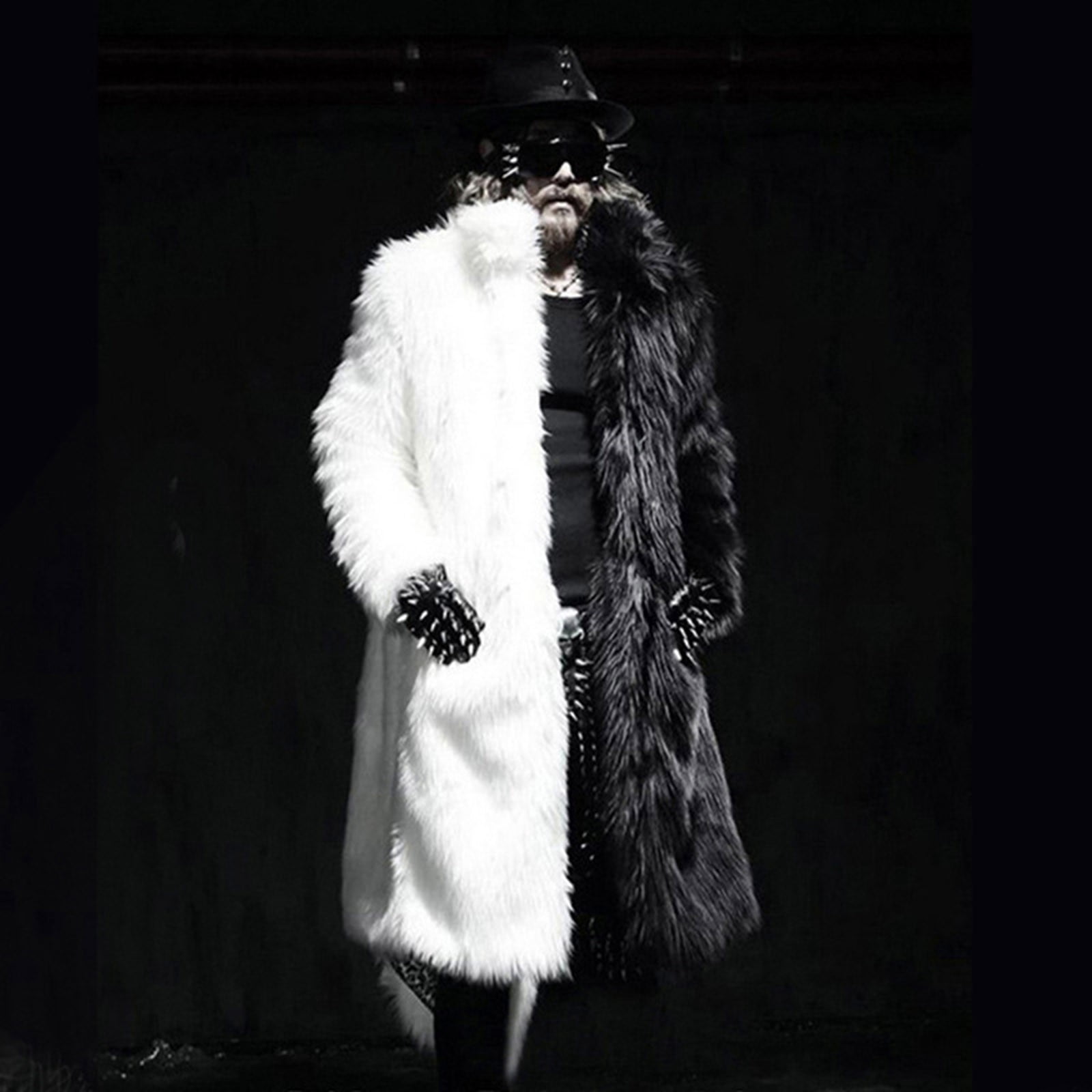 White Rapper Coat Dpytoraw Men's Fashion Personality Hip Hop Faux Long Coat Men’s Winter ...