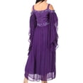 thumbnail image 2 of Sakkas Roisin Women's Medieval Celtic Renaissance Long Sleeve Costume Dress - Purple - L/XLP, 2 of 5