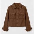 thumbnail image 3 of Resicozy Womens Fashion Cropped Jacket Corduroy Button Down Long Sleeve Coats Lightweight Plain Jackets with Pockets 2026 Brown 2XL, 3 of 4