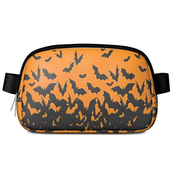 Orange Halloween Bats Cute Fanny Packs for Women,Travel Waterproof Crossbody Fanny Bags Waist Purse for Women Anti Theft Adjustable Strap for Running Travel Cycling