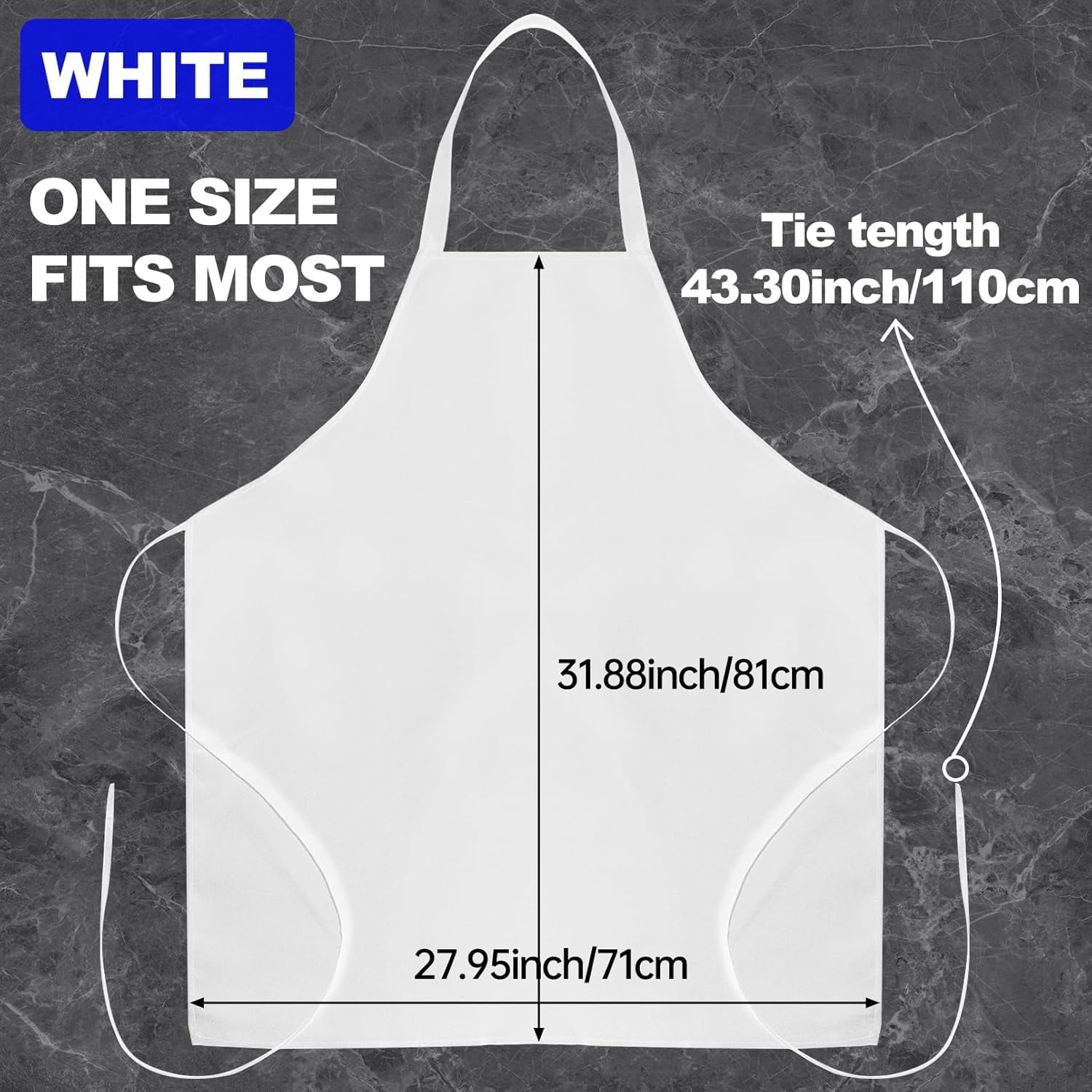 Aprons Unisex Bib Aprons,12 Pack Bib Apron,White Aprons Bulk,White Chef Apron with Extra Long Ties,Chef Bib Apron without Pockets,Washable Aprons for Women Men Cooking Restaurant BBQ Painting