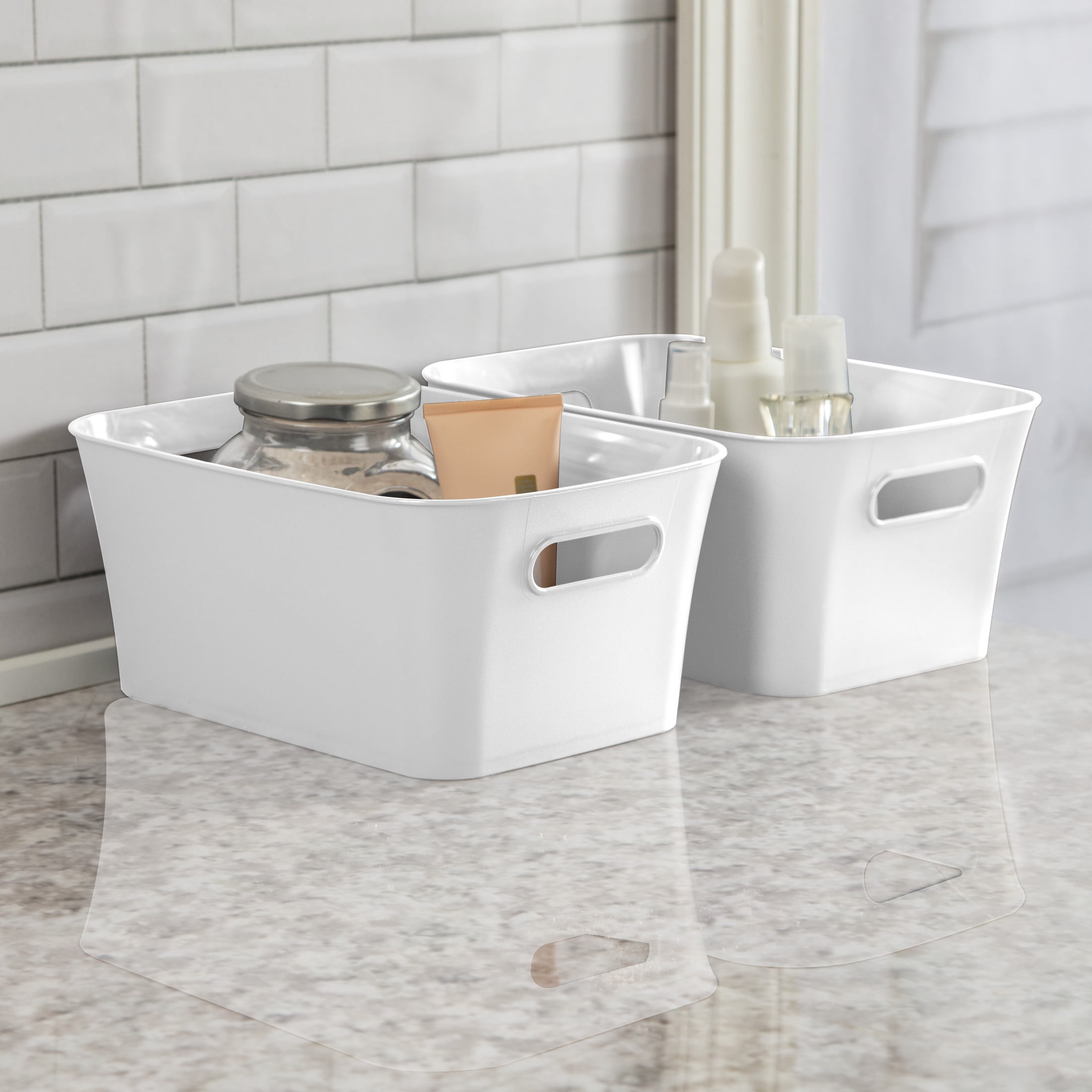 Mainstays Small Open Plastic Storage Bins, White