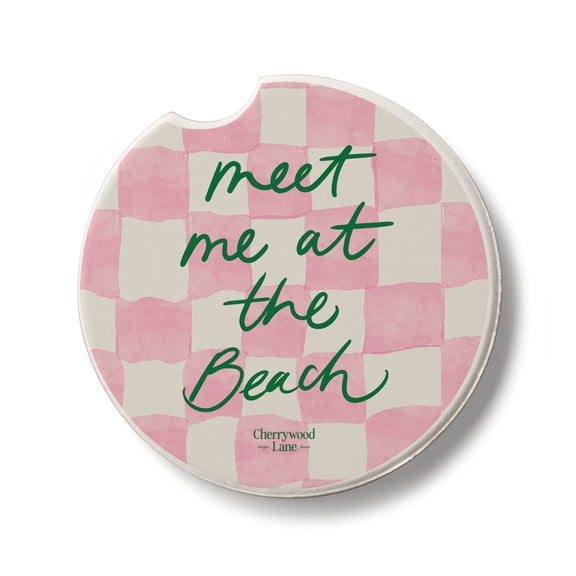 Thirstystone Meet Me Checkered Single Round Stone Car Coaster