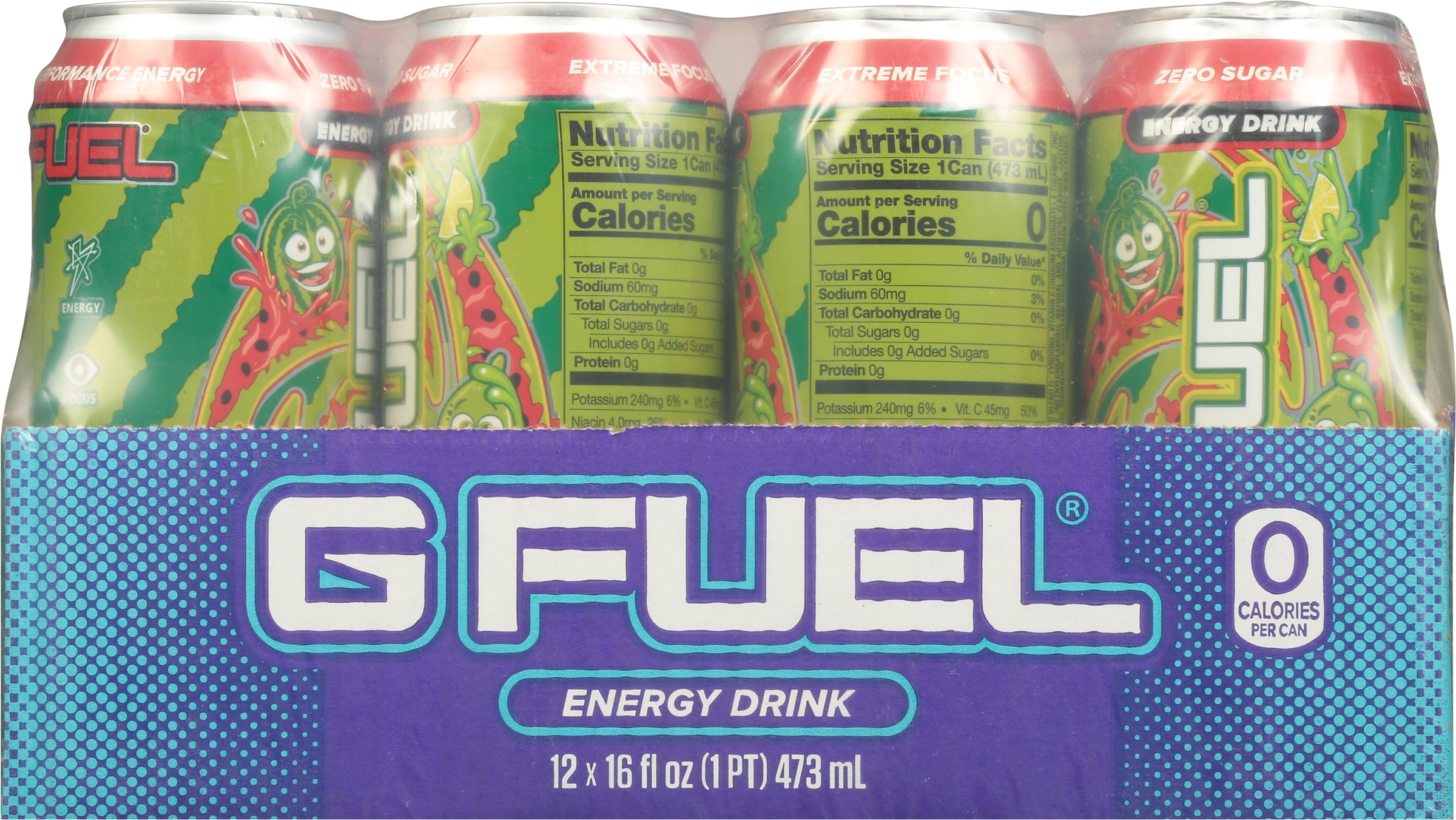 G Fuel Watermelon Limeade Energy Drink, 16 oz can, 12pack case
