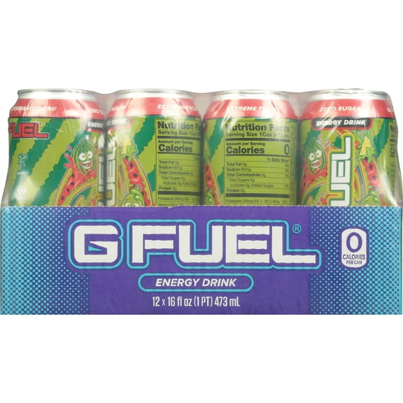 G Fuel Watermelon Limeade Energy Drink, 16 oz can, 12-pack case