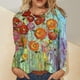 thumbnail image 1 of ICHUANYI Clearance Women's Casual Round Neck Long Sleeve Printed Loose Shirt Blouse Tops(Yellow, L) ICHUANYI WER2023081006438, 1 of 4