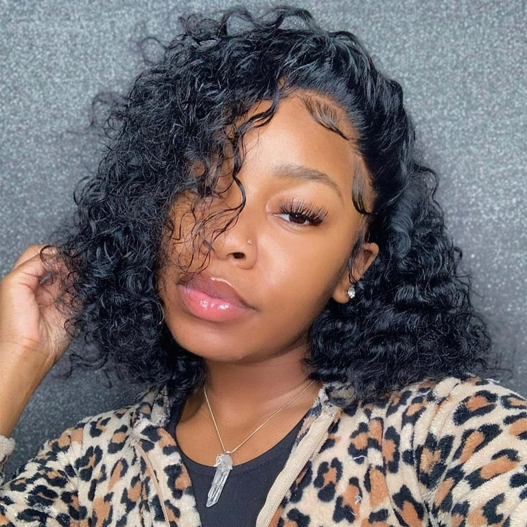 Black curly best sale bob wig