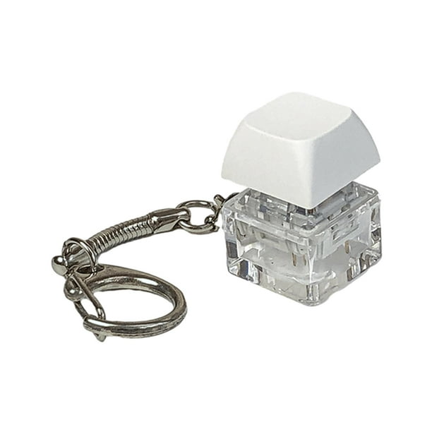Llavero con teclado antiestrés, botón antiestrés, regalos colgantes, llavero creativo con mosquetón Blanco
