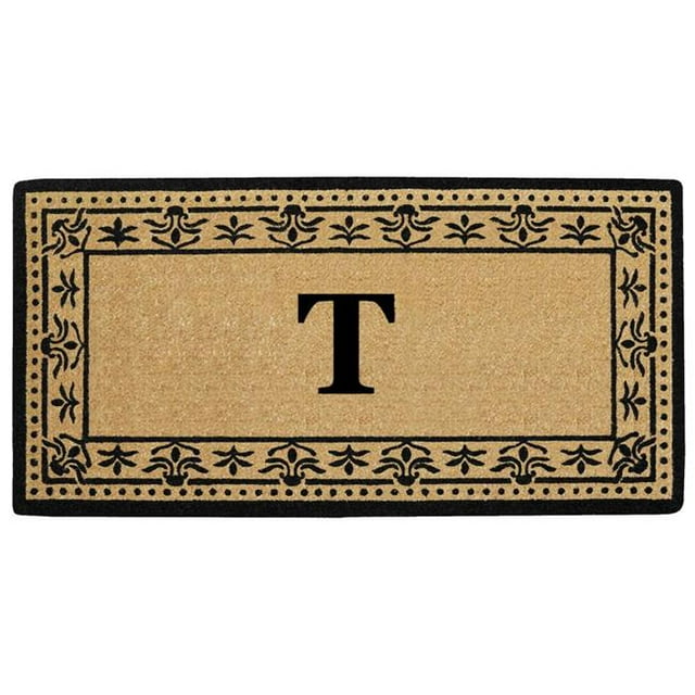 Nedia Home O2193T 22 x 36 Po Corinthienne Résistant en Fibre de Coco Porte Mat&44; Monogramme T - Noir