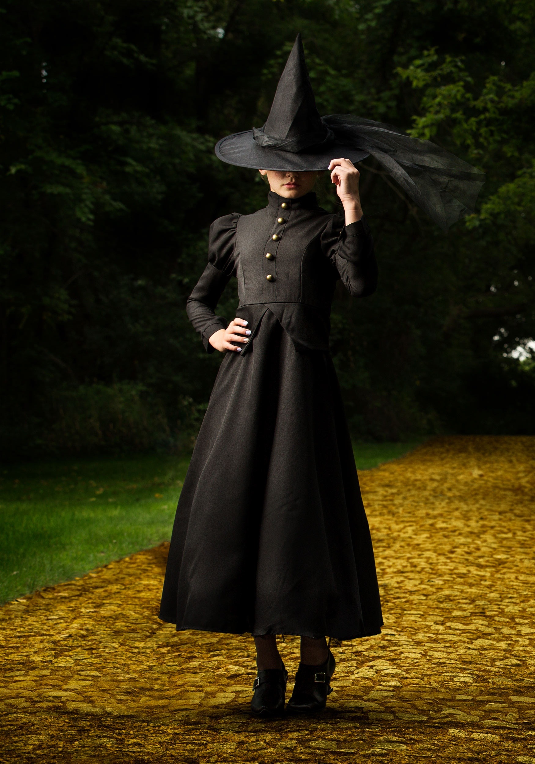 Costume Sorcière Femme Complet - Cape, Chapeau, Lunettes Avec Nez, Ongles Longs, Tatouages - Pour Halloween, Fête