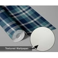 thumbnail image 5 of S4Sassy Peel & Stick Textured Vinyl Wallpaper, Urban Chic Colorful Plaid Print Contact Paper Waterproof - Blue, 25"X 360", Removable Modern Wall Covering For Home Decor In Bedrooms & Living Areas, 5 of 8