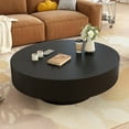 thumbnail image 3 of 31.5" Round Wood Coffee Table Modern Black Coffee Tables for Living Room Circle Drum Coffee Table with Sturdy Pedesta Circular Fluted Center Table for Apartment Living Room, 3 of 17