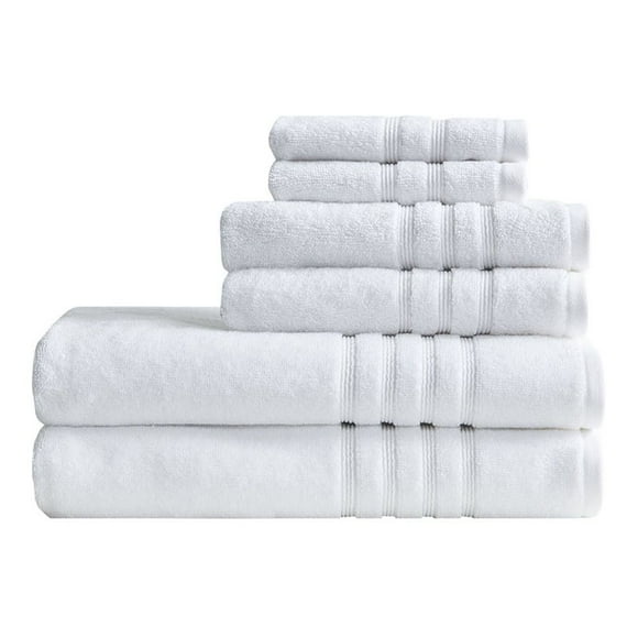 Clean Spaces 6-Piece Cotton Sustainable Blend Towel Set in White