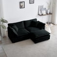 thumbnail image 3 of Llinc Store Chenille 2-Seater Modular Sofa with Footrest, 2 Seater L-Shaped Sectional Couch with 1 Ottoman, Loveseat with Ottoman for Living Room, Black, 3 of 9