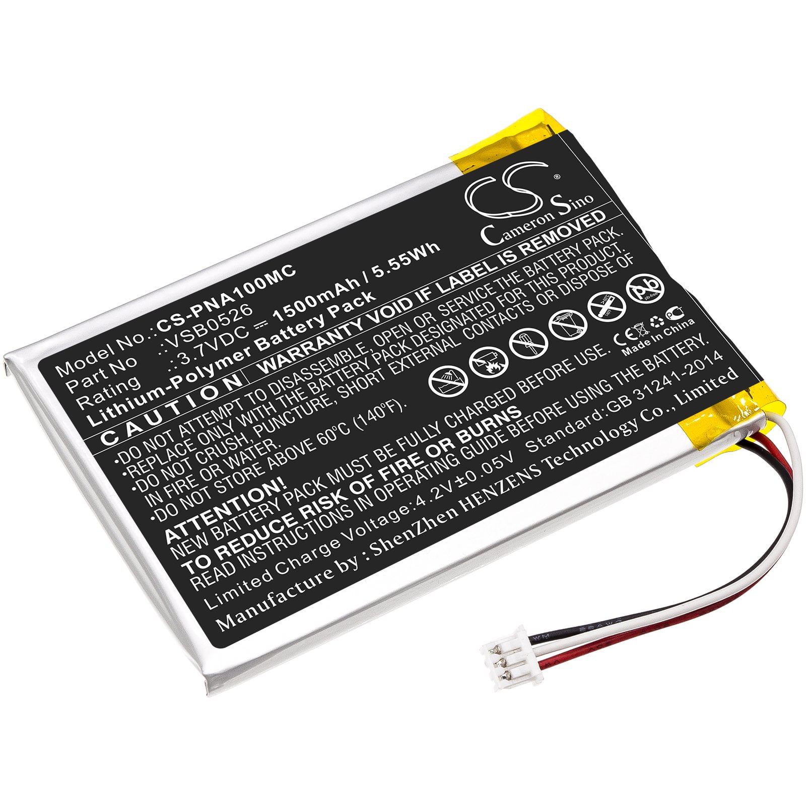 VSB0526 Battery for Panasonic HX-A100, HX-A1M, HX-A100-H, HX-A500,  HX-A500-D, HX-A500-H, 1500mAh - sold by smavco