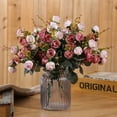 thumbnail image 3 of 1 Bouquet 7 Branch 21 Heads Artificial Silk Fake Rose Flowers,Soft Decoration Simulation Flowers for Bridal Bouquet,Wedding,Party,Home Decorations,Claret, 3 of 7