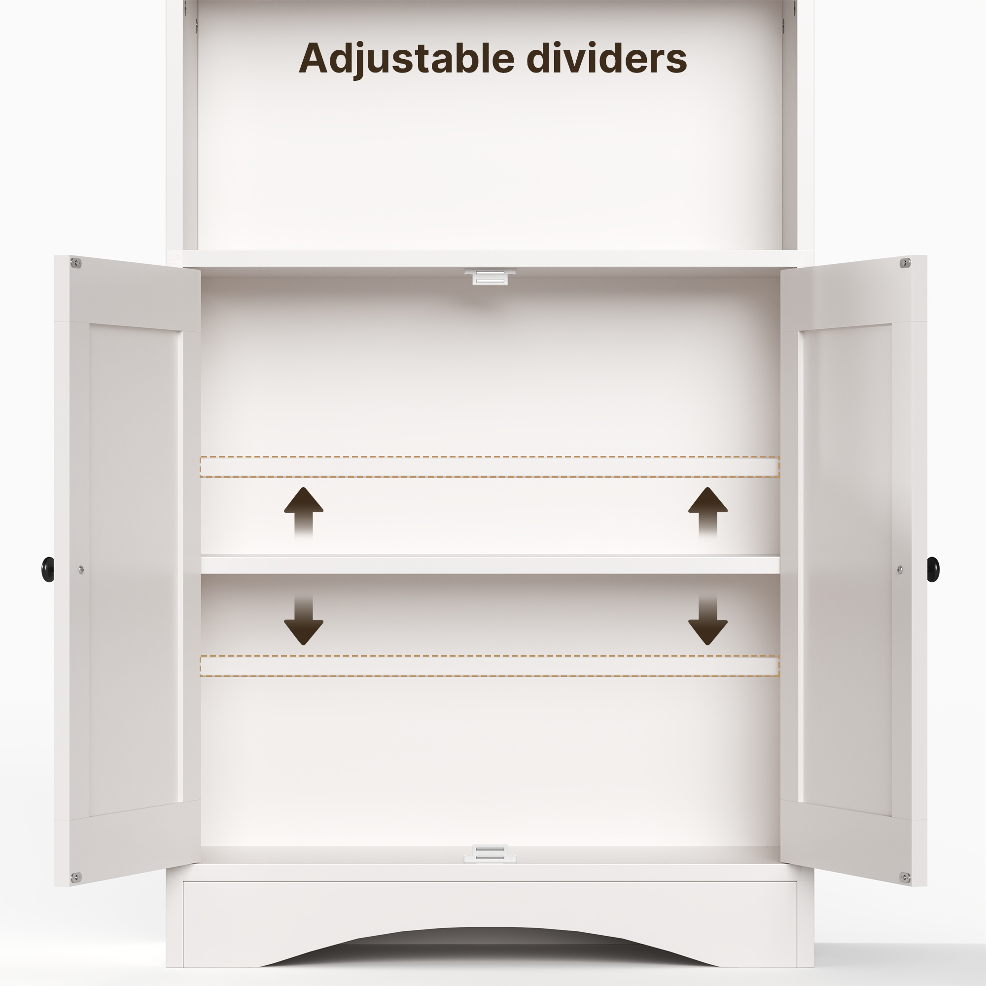 Tall Bookshelf, Lofka Bookcase with Doors , 4 Tier Storage Bookshelf for Home Office, Living Room, White