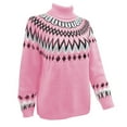 thumbnail image 4 of sususu Fall Sweaters for Women Lightweight Knitted Sweater Fairisle Pattern Crewneck Long Sleeve Loose Pullover Jumper Top,A01-Pink,XXXL, 4 of 5