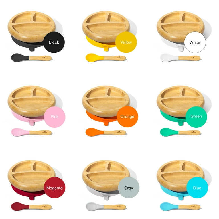 Bamboo Divided Suction Plates for Baby - Strong Suction Plates for Toddlers - Non-toxic All Natural Eco Friendly Materials - Tractor Bamboo Divided Suction Plates for Baby - Strong Suction Plates for Toddlers - Non-toxic All Natural Eco Friendly Materials - Tractor