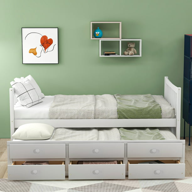 Modern Wooden Daybed With Trundle Kids, What Size Headboard For A Twin Xl Bed In Cms2022