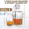 thumbnail image 2 of Bormioli Rocco Selecta Decanter and Tumblers, 7-Piece Set - Etched Starburst Glass with Airtight Diamond Stopper & 6 Matching 9.5 Oz. Glasses - Made in Italy Whiskey Set for Spirits - Dishwasher Safe, 2 of 8