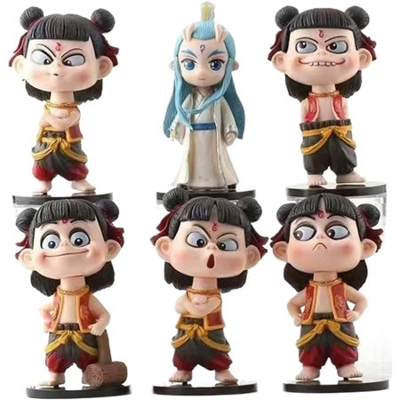 6Pcs NeZha 2 Movie Figures, 4.5" Anime Action Figures Mini Ne Zha Figurines Collectible Toys Statue Home Decorations
