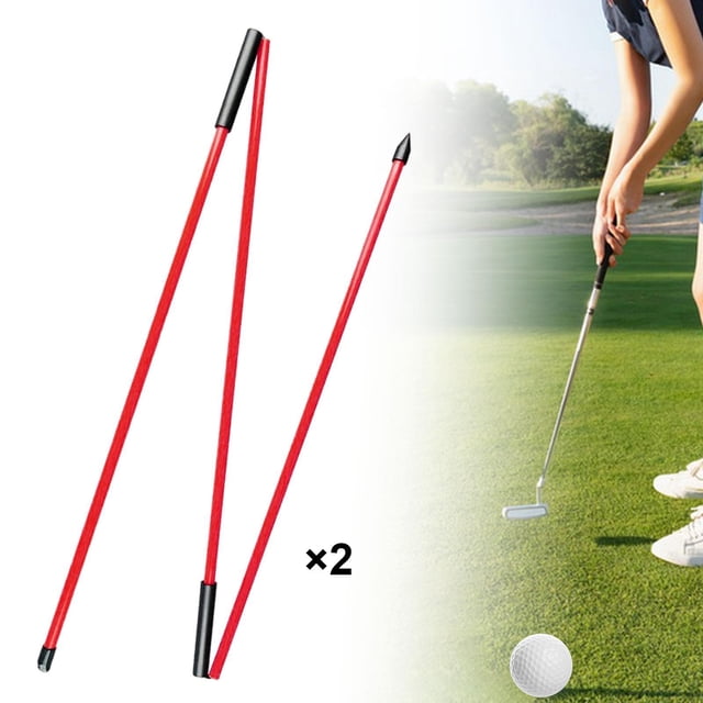 DYNWAVECA 2 Pieces Golf Alignment Sticks with Storage Tube Direction Indicator Putter Teaching Golf Direction Stick for Putting Posture Red
