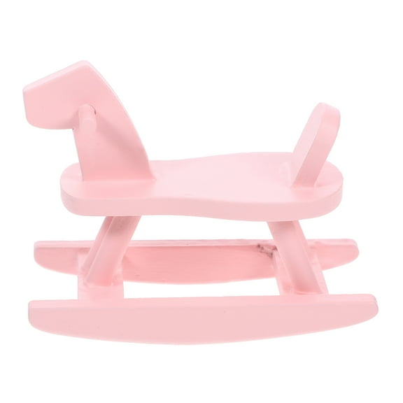 RENACLIPY Mini Wood Horse Figurine Miniature Rocking Horse Pink Wood 1Pcs Indoor Display