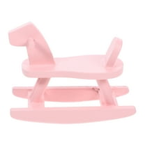 RENACLIPY Mini Wood Horse Figurine Miniature Rocking Horse Pink Wood 1Pcs Indoor Display