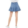 thumbnail image 4 of MixMatchy Women's High Waisted Pleated Denim Tennis Mini Skirt with Side Zipper, 4 of 6