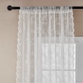 thumbnail image 7 of EFINNY White Lace Curtains 47 Inches Long for Living Room Bedroom, Scalloped Sheer Curtains Rose Floral Embroidered Farmhouse Window Drapes Vintage European Tulle Retro Style, Rod Pocket, 2 Panels Set, 7 of 7