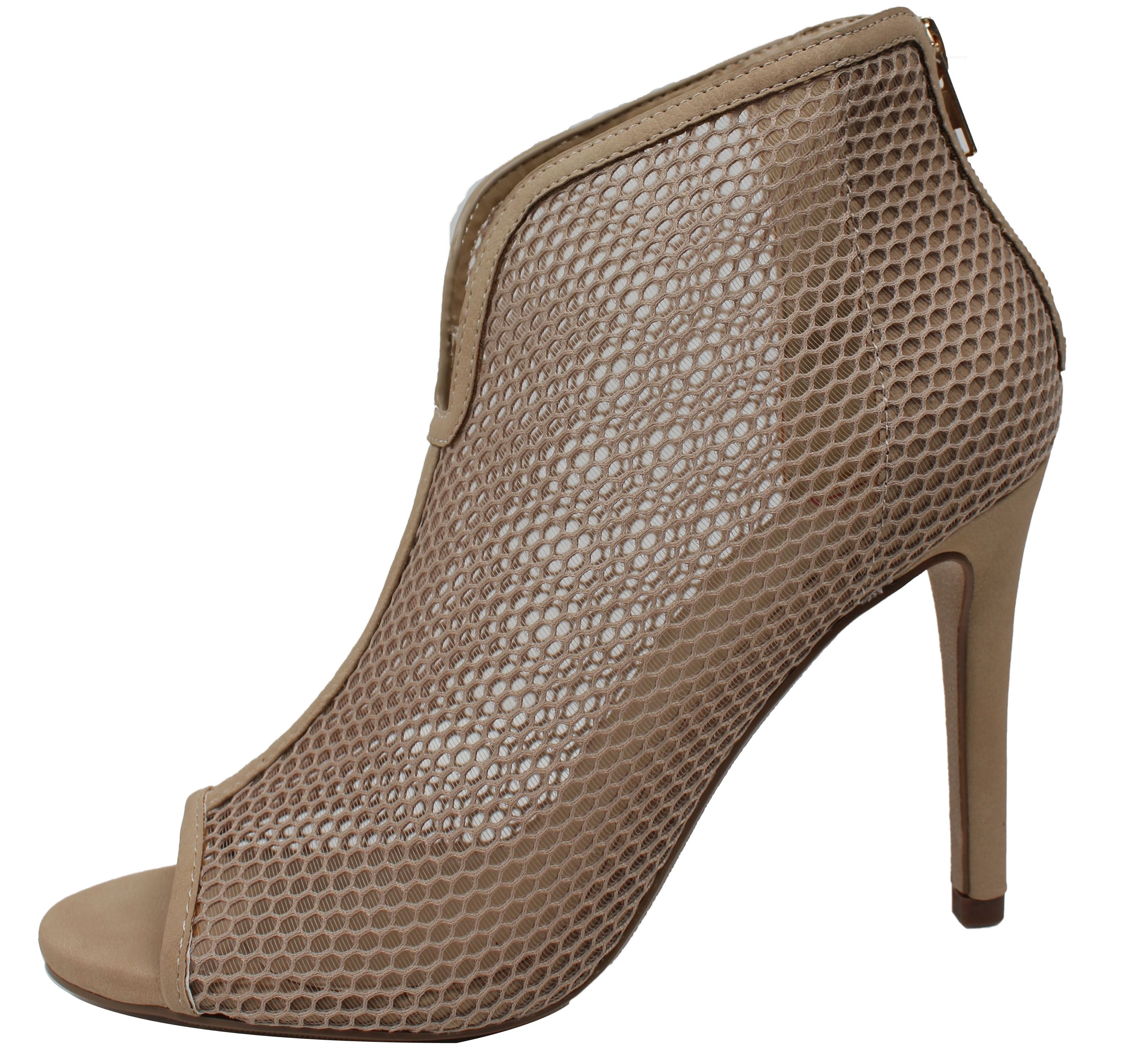 Delicious Womens Open Toe Mesh Stiletto High Heel Ankle Bootie