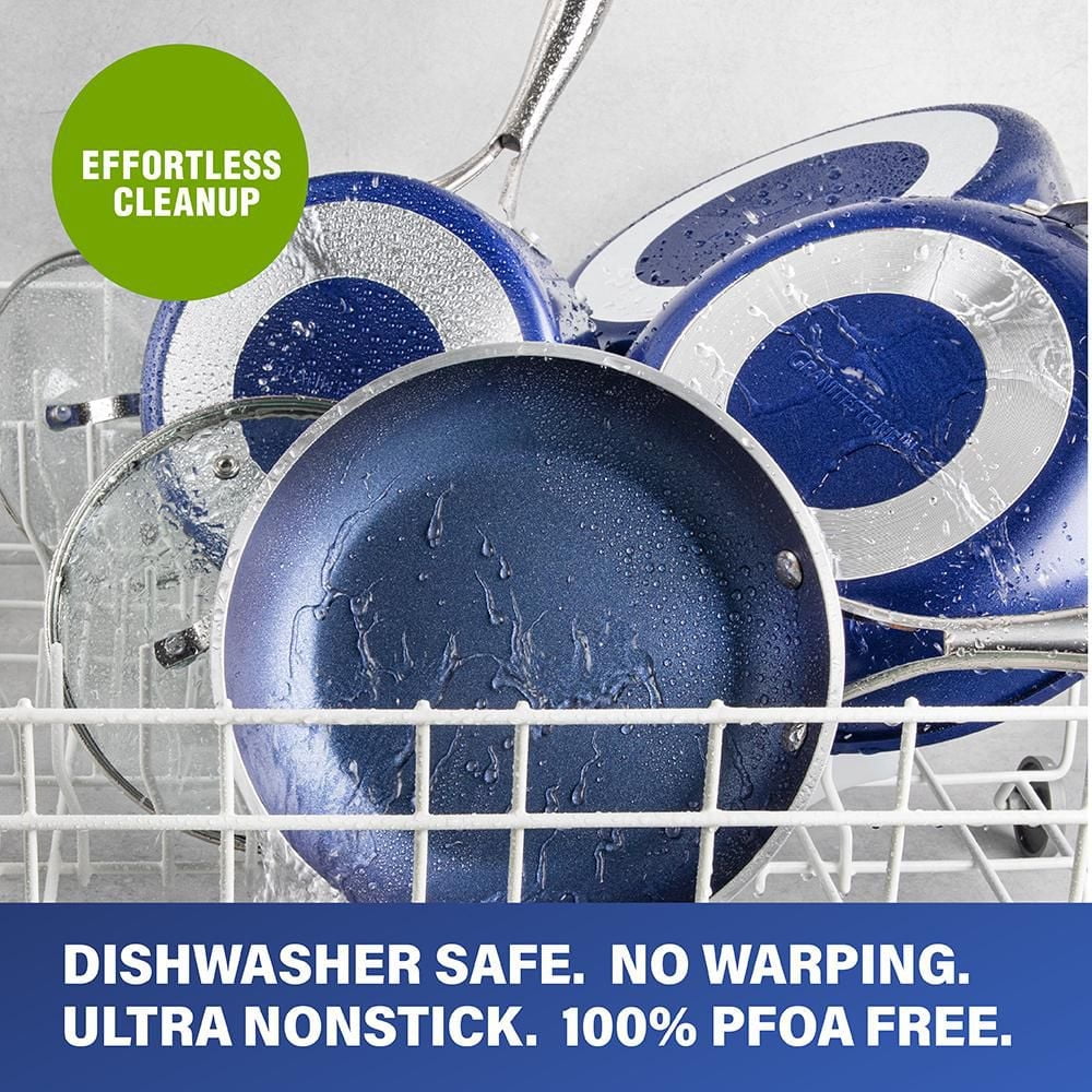 Granitestone 2.5 Quart Non-Stick Blue Saucepan with Glass Lid Durable Aluminum Oven and Dishwasher Safe