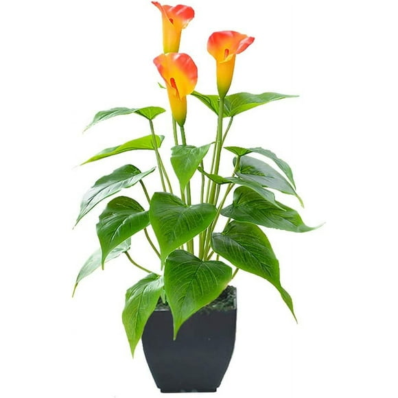 White Artificial Flower Calla Lily Small Artificial Potted Plant With Black Potted Plant Fake Bonsai Flower Suitable For Home, Office, Indoor And Outdoor Occasion Decoration