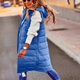 thumbnail image 4 of Turilly Women's Solid Color Hooded Breasted Mid-length Padded Sleeveless Pocket Jacket, 4 of 7