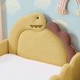 thumbnail image 3 of T-Joy Cute Dinosaur-Shaped Kids Bed with Safety Guardraild, Boucle Wooden Toddler Bed, Twin Size, Yellow, 3 of 6