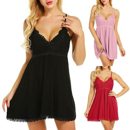 

Foraging dimple Women Fashion Suspenders Strap Sexy Nightdress Underwear Black