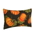 thumbnail image 2 of Naloa Orange Pumpkin Autumn Maple Falling Leaves Pillowcase, Throw Pillowcase, Wrinkle-Free, Stain-Resistant with Hidden Zipper for Bedroom Sofa - 16"x24", 2 of 9