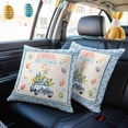 thumbnail image 4 of Easter Decorative Throw Pillow Covers 18x18 Inch Set of 2 Truck Easter Eggs Home Decor Pillow Cases for Couch, Colorful Egg Floral Blue Plaid Cushion Case for Living Room Bedroom Bed Car Chair, 4 of 9