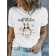 thumbnail image 1 of Bunny Print T-shirt, Short Sleeve Crew Neck Casual Top For Summer & Spring, Women's Clothing Tee For Adult, Men, Women, Teen, Teenager, Adolescent, Youth, 1 of 7