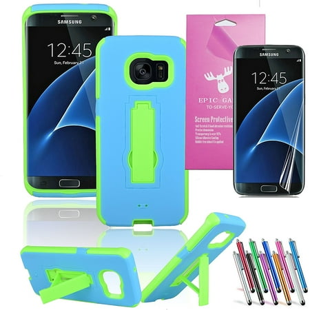 Galaxy S7 Edge Case, EpicGadget(TM) Samsung Galaxy S7 EDGE SM-G935 Heavy Duty Full Body Protection Hybrid Stand Case With Samsung S7 Edge Screen Protection + Pen