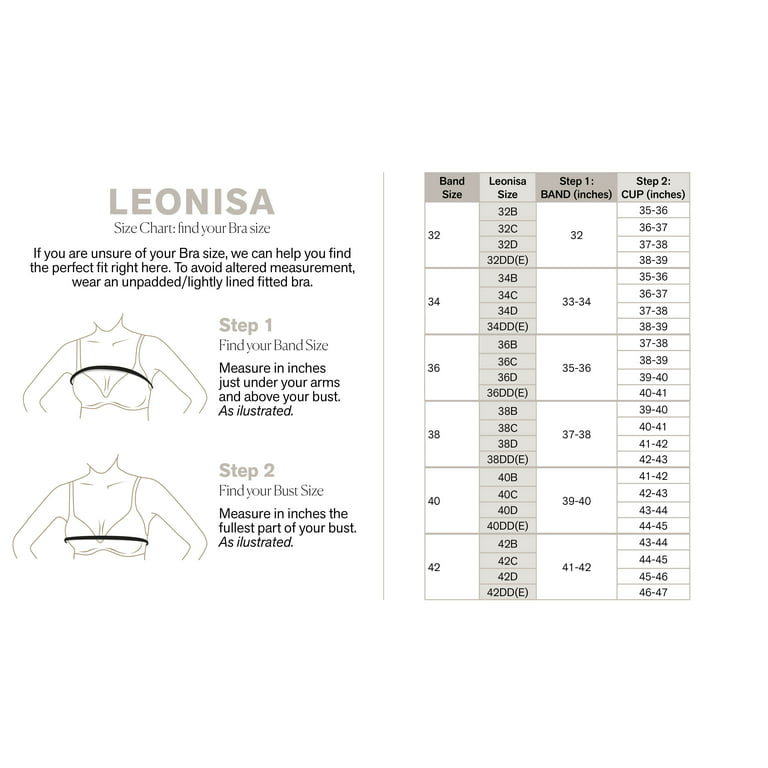 Leonisa Basics Underwire Triangle Bra with High Coverage Cups for Women -  Size 38B 