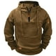 thumbnail image 1 of Ceisia Men's Fleece-Lined Half-Zip Hooded Sweatshirt with Multi-Pockets for Casual & Work Wear Brown L Gifts, 1 of 6