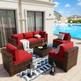 thumbnail image 5 of UDPATIO Patio Furniture Sets, Modular Rattan Outdoor Patio Sectional Furniture Sofa Set, Wicker Patio Conversation Set for Backyard, Deck w/Side Table, 7pc Brown/Red (Include Sofa Cover), 5 of 6