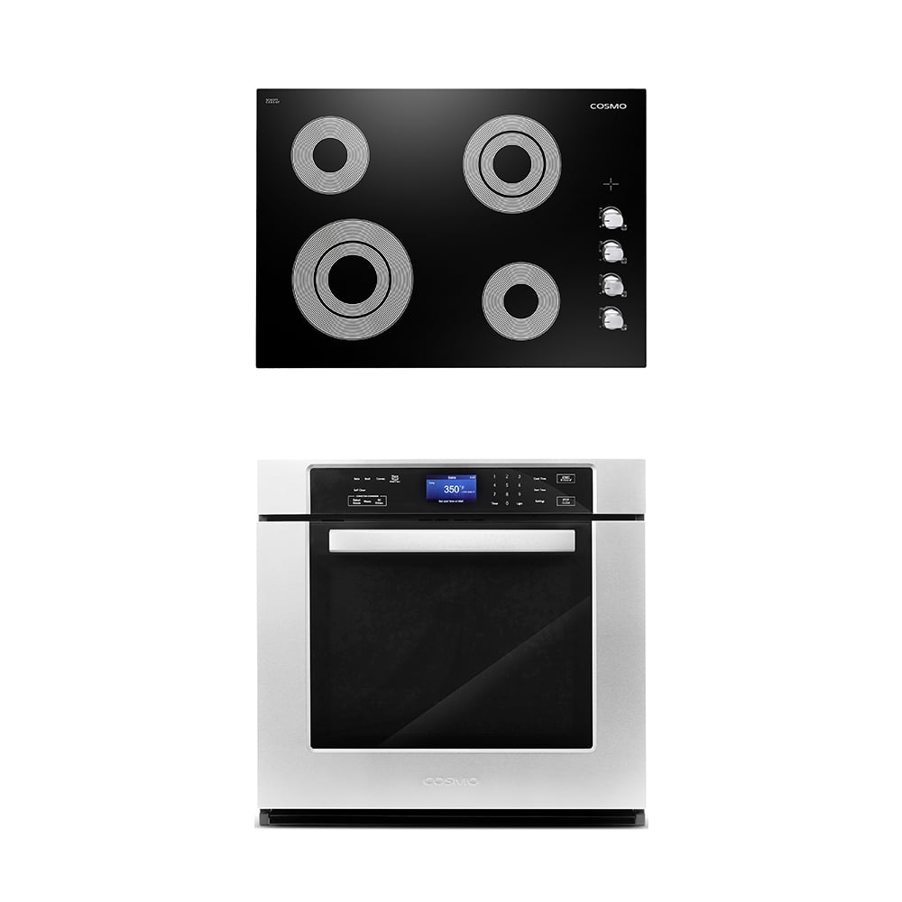 Cosmo 2 Piece Kitchen Appliance Packages with 30" Electric Cooktop & 24" Electric Wall Oven Kitchen Appliance Bundles