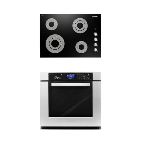 Cosmo 2 Piece Kitchen Appliance Packages with 30" Electric Cooktop & 24" Electric Wall Oven Kitchen Appliance Bundles