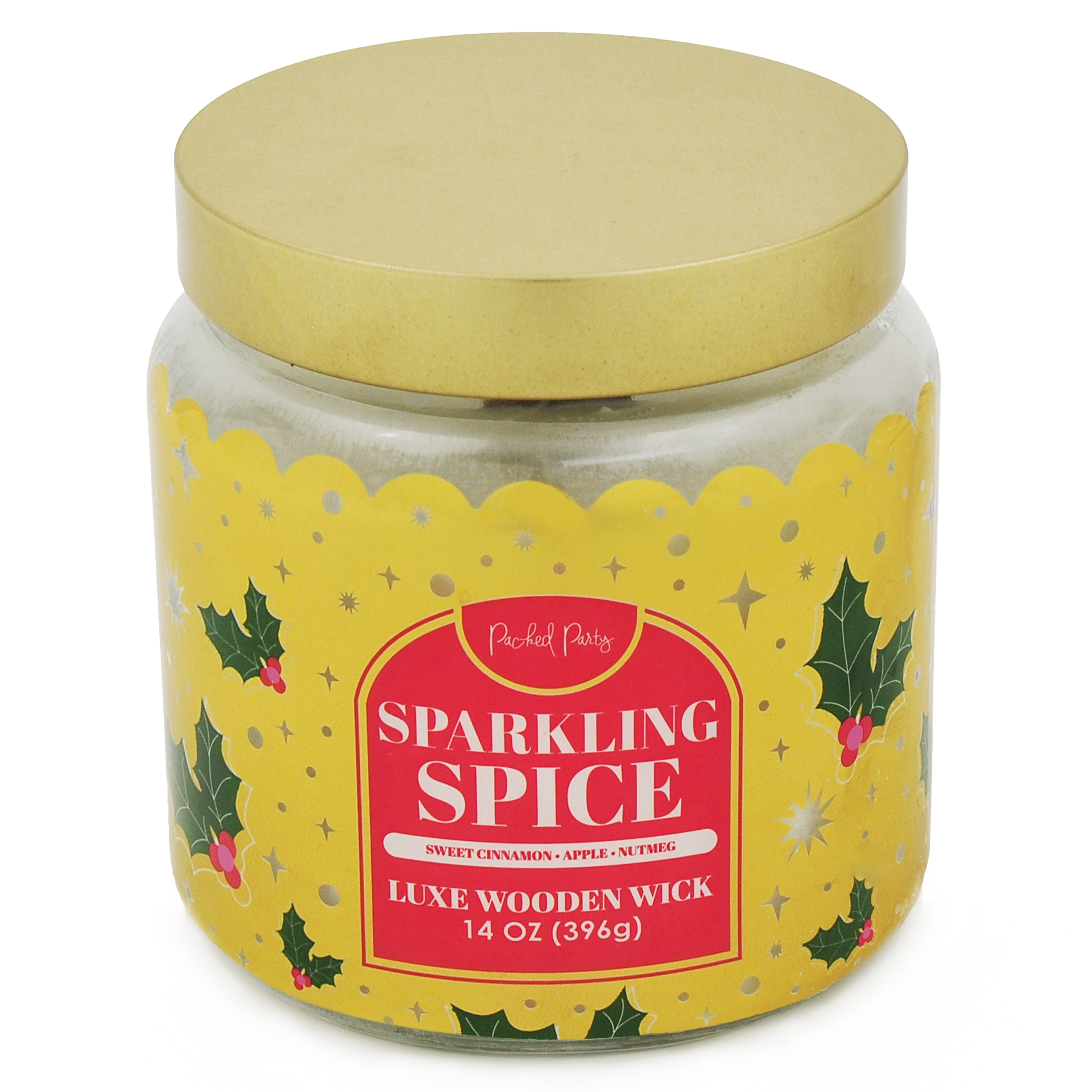 Packed Party Sparkling Spice Candle with Wood Wick, 14-Ounce